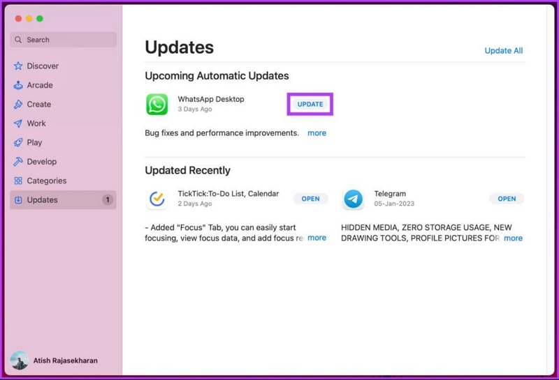 Click on the Update icon | Mac Keeps Restarting Over and Over