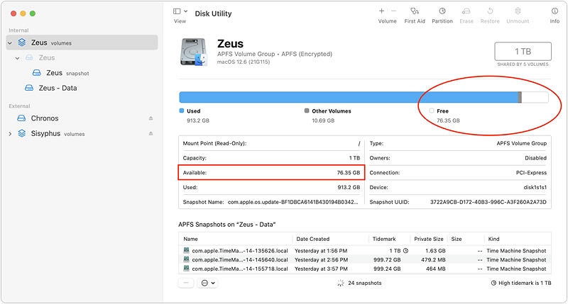 Abra la Utilidad de Discos | No hay suficiente espacio para actualizar Mac