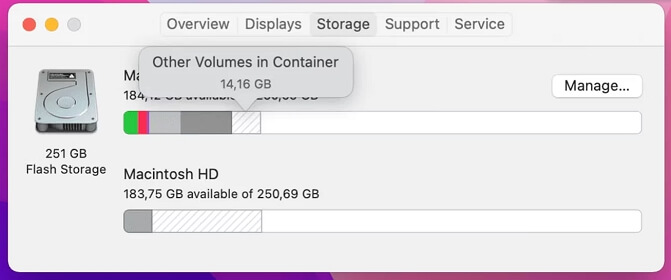 check other volumes in container | Clear Other Volumes in Container Mac
