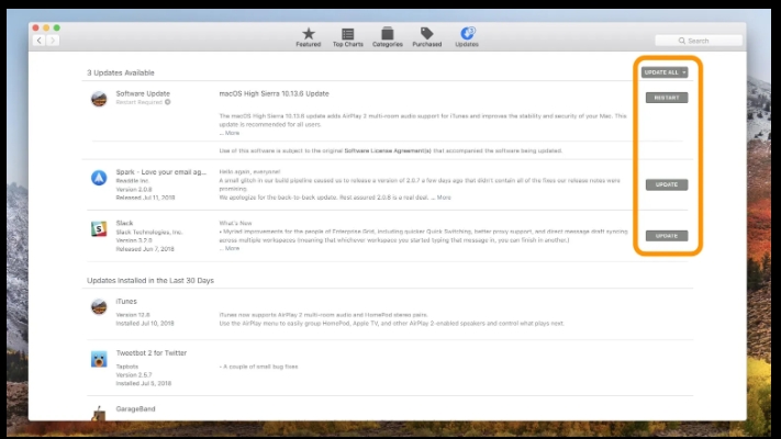 available app updates | clear startup disk on mac