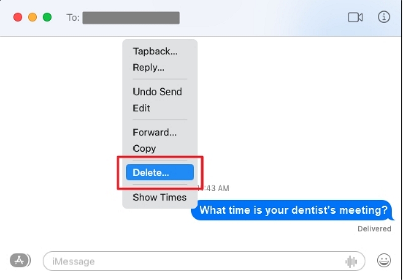 Select the conversation | delete iCloud messages