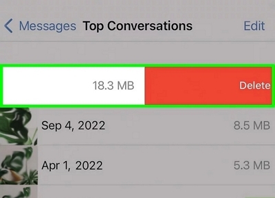 Select the conversation to delete | delete iCloud messages