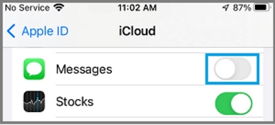 desactivar los mensajes de sincronización de iCloud | eliminar mensajes de iCloud