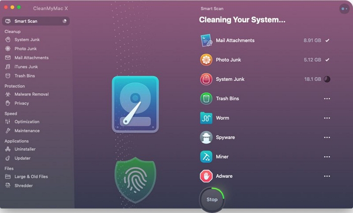 interfaz cleanmymac | Limpiador de memoria de Mac 