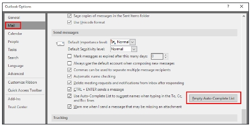 borrar todo el caché de autocompletar paso 2 | Borrar la caché de Outlook 365 en Mac/Windows/Android/iPhone