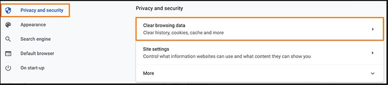 click clear browsing data | Delete Chrome Cache on Mac