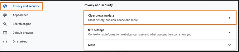 нажмите очистить данные просмотра | Удалить кэш Chrome на Mac
