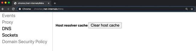 pestaña de configuración interna | Borrar caché de DNS en Mac