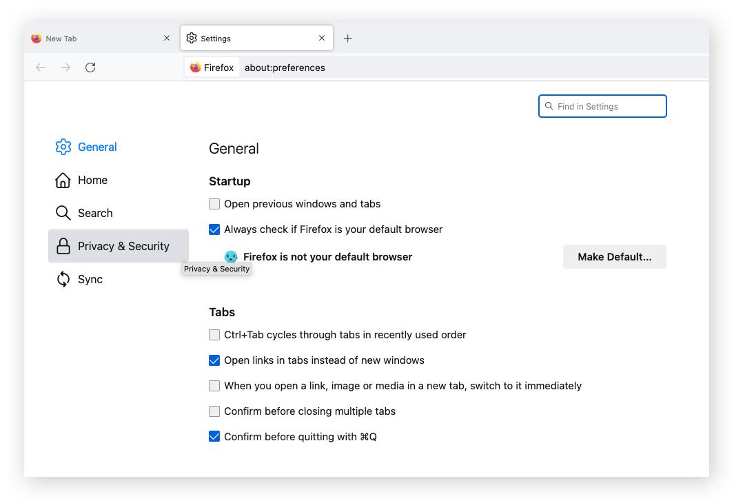 Seguridad de privacidad | Eliminar cachés y cookies de Firefox en Mac