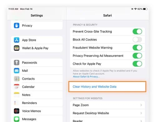 clear safari cache | clear cookies on iphone/ipad/mac