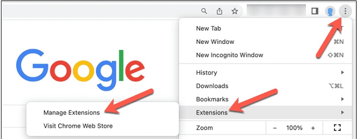 choose Manage extensions | Clear System Data Storage Mac