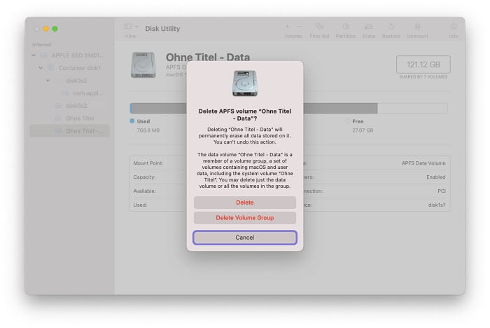 Confirm Delete APFS Volume | Delete Other Volumes in Container on Mac