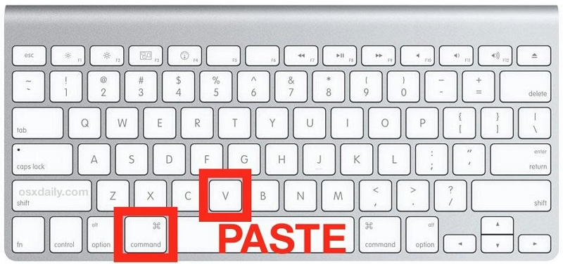 press Command key | copy cut paste on Mac