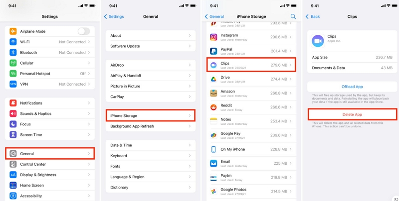 uninstall app iPhone | iMovie Not Enough Disk Space
