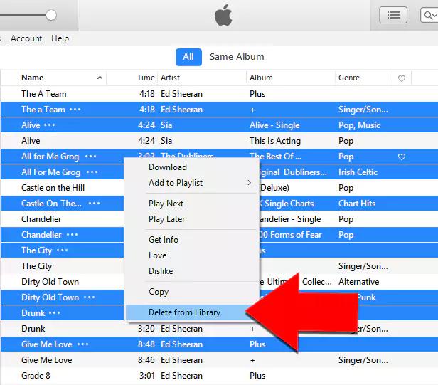 eliminar música duplicada en Apple Music paso 3 |  buscar/eliminar archivos de música duplicados mac/windows