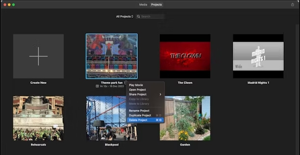 delete iMovie projects | iMovie Not Enough Disk Space