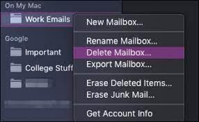 delete mailbox | delete mail on mac