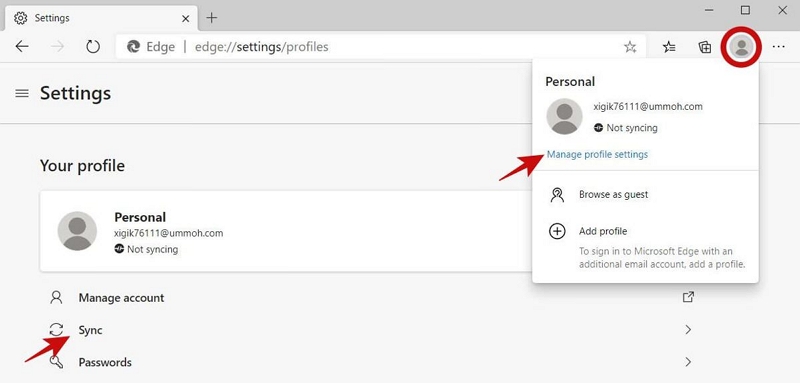 Wählen Sie Sync aus | Löschen Sie kürzlich geschlossene Tabs in Browsern