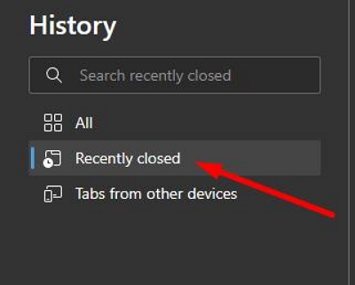 Klicken Sie auf die Schaltfläche Löschen | Löschen Sie kürzlich geschlossene Tabs in Browsern