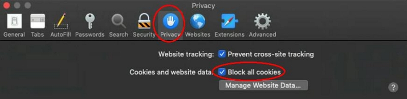 Bloquear todos os cookies | Impedir o rastreamento da Internet