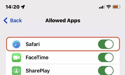 在 iPhone 上禁用 Safari 步驟 4 | 在 Mac 上卸載 Safari