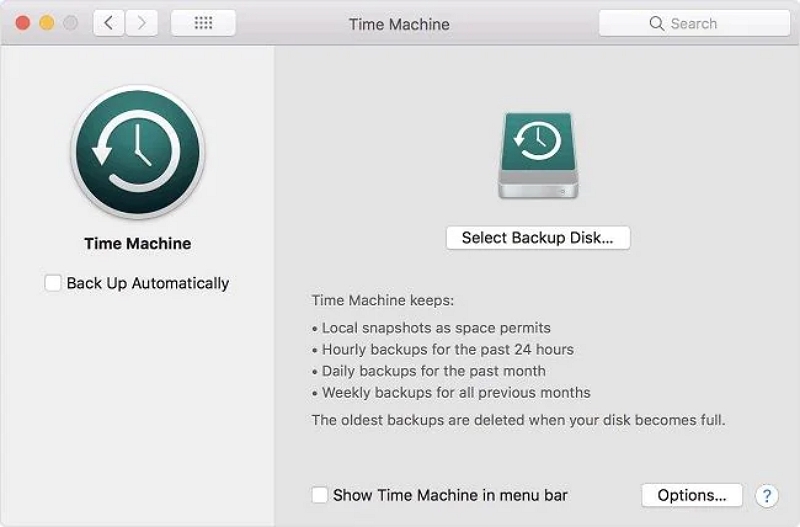 Faça backup com um Time Machine 2 | O Utilitário de Disco não consegue reparar este disco