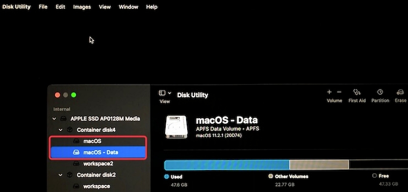 clique em Apagar | faça downgrade do macOS sem perder dados