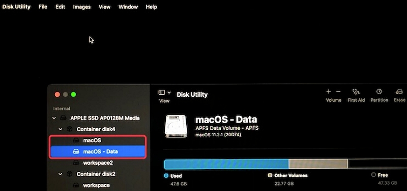 haga clic en Borrar | degradar macos sin perder datos