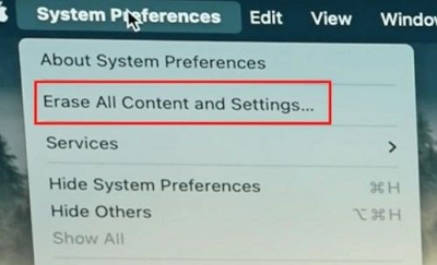 Erase All Content and Settings | downgrade macos without losing data