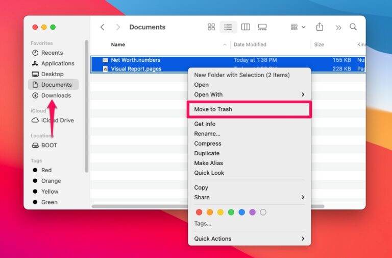 Drag and Drop to the Trash Bin | delete documents on mac