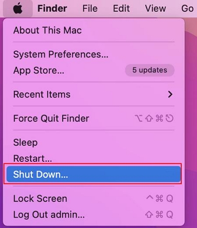 click Shut Down | Safely Eject USB from Mac