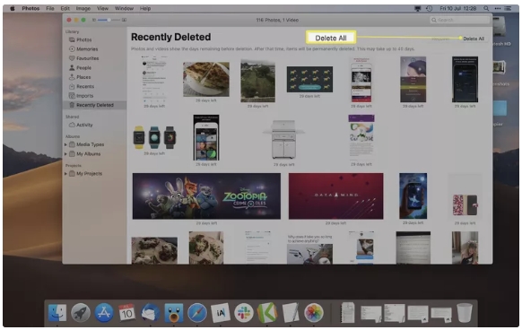 empty recently deleted folder | How to Delete Photos on Mac