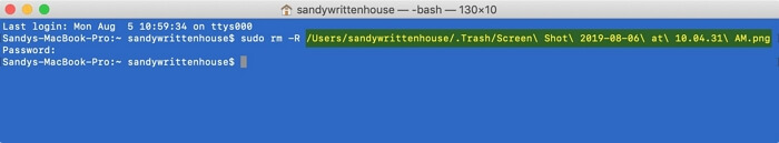 drag files to Terminal | Secure Empty Trash on Mac