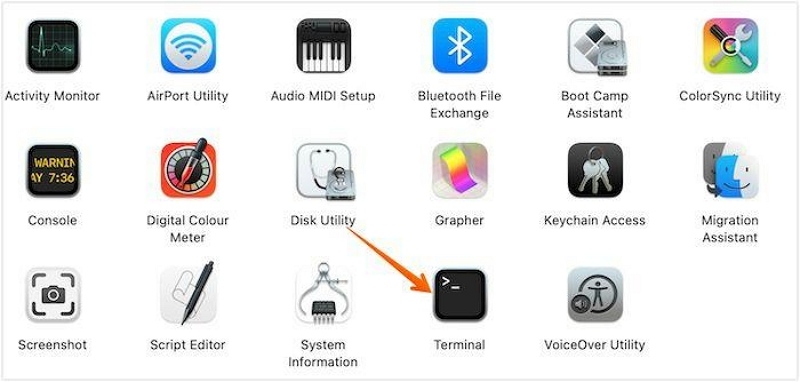 Terminal ouvert | Effacer le disque dur de Mac