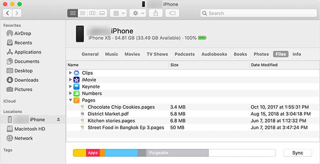 diferentes tipos de arquivo | Exclua arquivos iOS no Mac