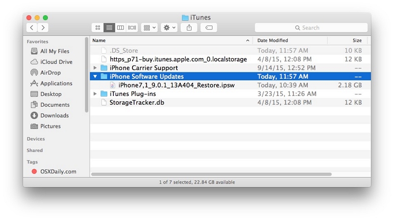 select the iOS file | Delete iOS Files on Mac