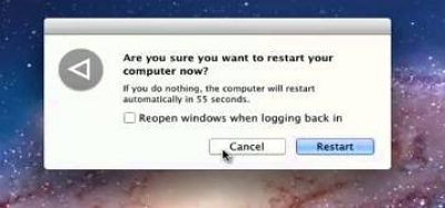 Restart button | Mac Slow After Update
