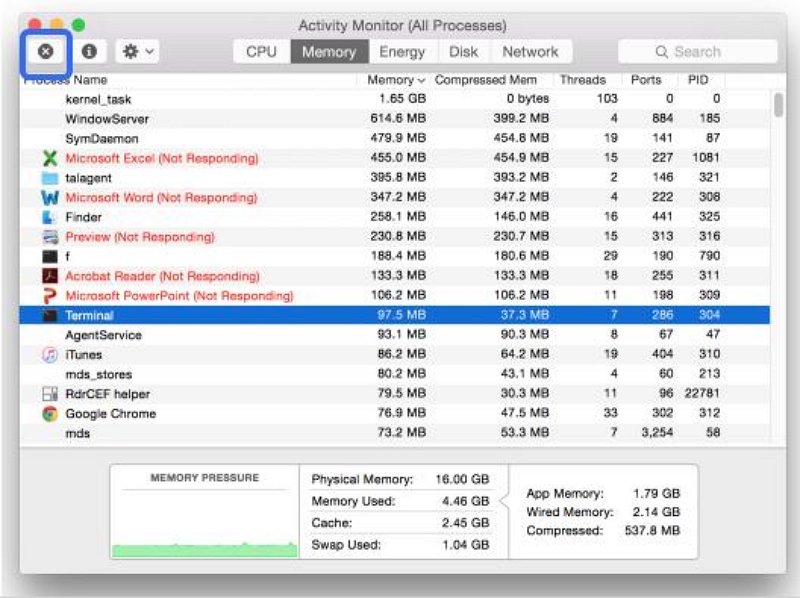 unresponsive application | force quit unresponsive apps