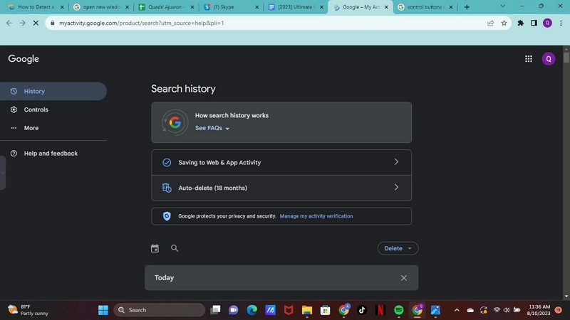 Establecer función de eliminación automática | Borrar las cookies de la caché del historial de Google Chrome