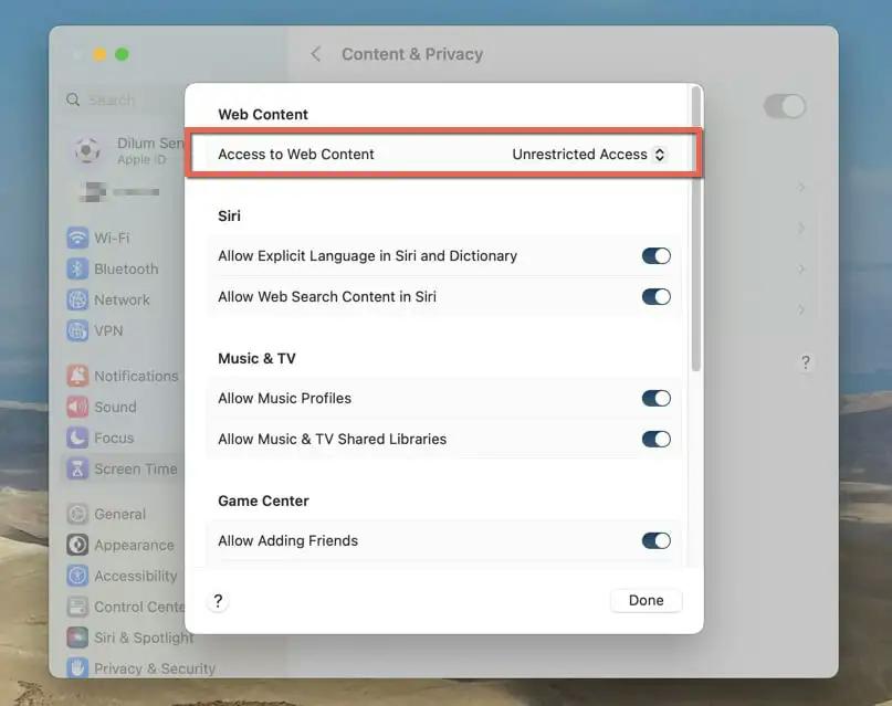 Systsem Settings4 | Clearing Safari history on Mac