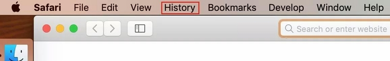 the top menu toolbar | Clearing Safari history on Mac