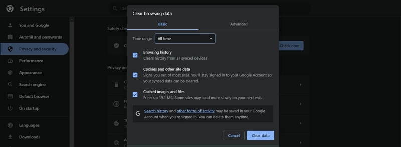 clearing data | Clear Cookies and Cache On Browsers
