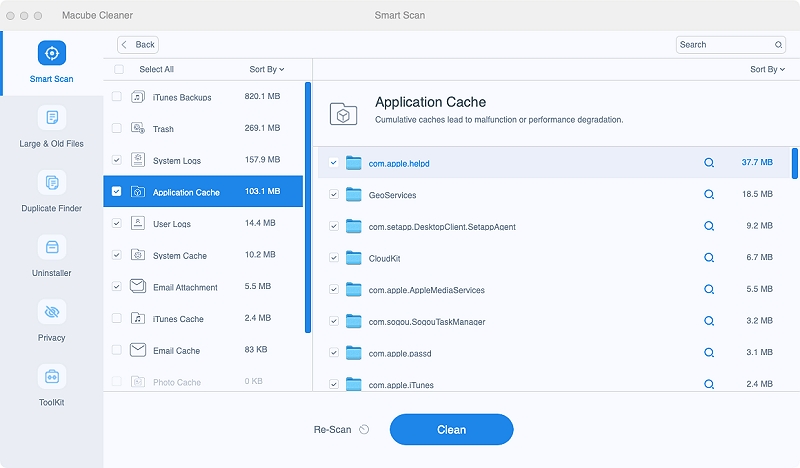 Macube Cleaner 1 | Fix Unable to Select email in iCloud