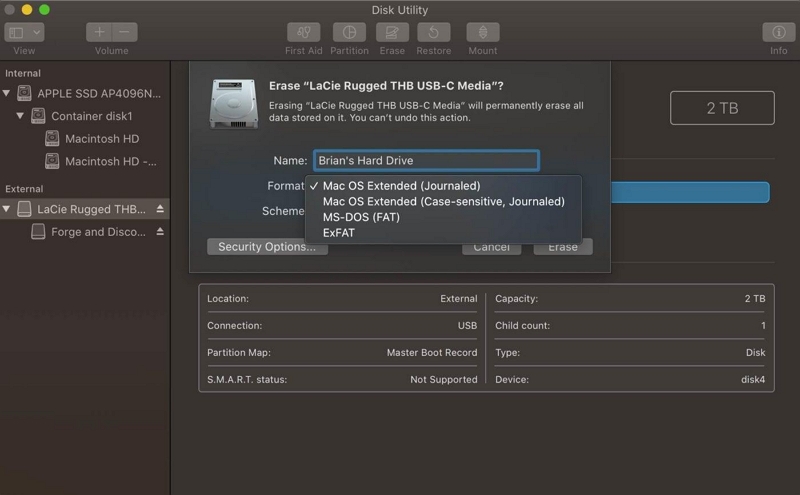 Mac OS estendido | Formatar disco rígido externo