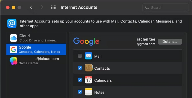 Uncheck the checkbox next to Mail | Fix Unable to Select email in iCloud