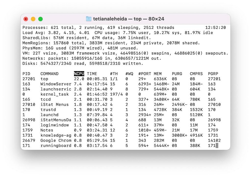 Terminales | Ver qué procesos se están ejecutando en Mac