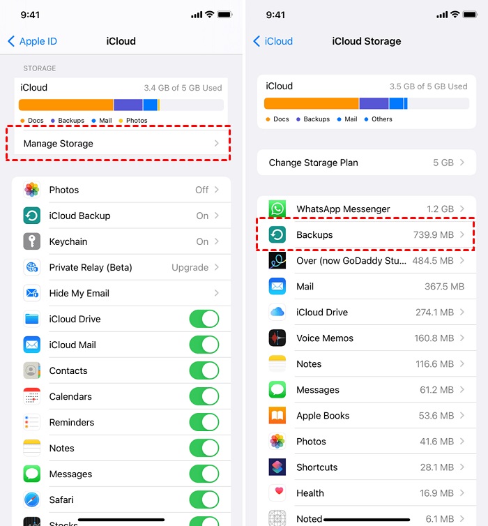 iCloud Backup Management step 1 | not enough icloud storage but there is