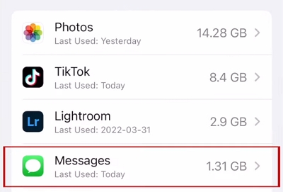 iMessage の大きな添付ファイルを削除するステップ 3 |  大きな添付ファイルを確認する