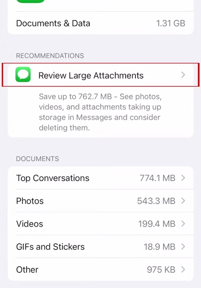 delete large attachments in iMessage step 4 | review large attachments