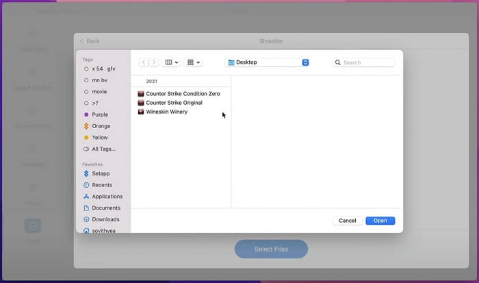 input folder to remove | Secure Empty Trash on Mac